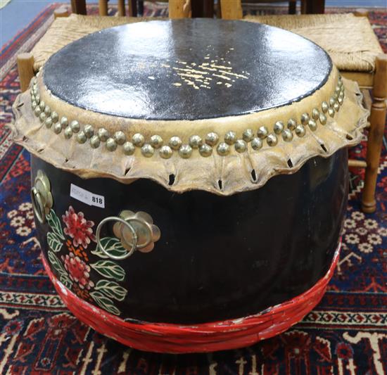 A Folk Art skin drum Diam. 70cm